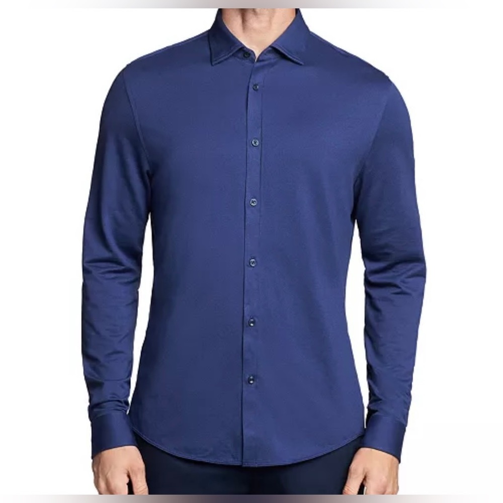 Michael Kors Long Sleeve Stretch Cotton Button Down Shirt.